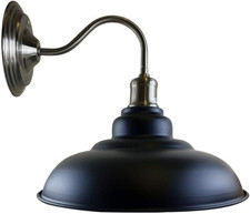 Industrial Black Gooseneck Wall Light – Vintage Barn-Style Indoor Sconce with 32