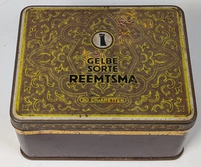 Alte Blechdose, Gelbe Sorte Reemtsma, ca. 9 x 7 x 5 cm. #AG1415 - Bild 1 von 4