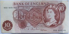 C.1963 Bank of England 10 Ten Shillings Banknote J.Q. Hollom (95D)