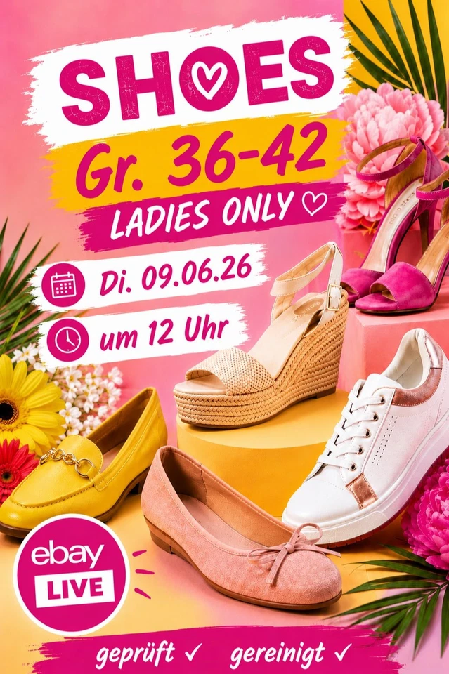 Markenschuhe Live Auktion | Größen 36–42 | Dienstag 12 Uhr dabei sein