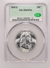 1949-D Franklin Half Dollar CAC MS63FBL