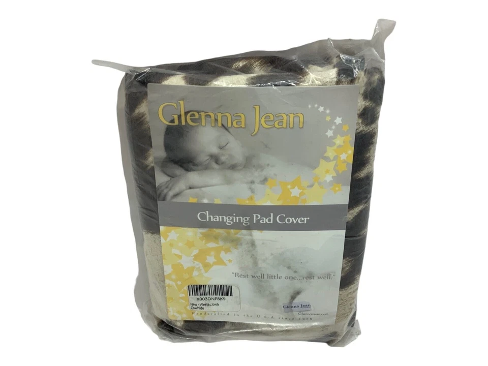 Sábana bajera ajustada para bebé Glenna Jean blanca piel de vaca estampado animal occidental para bebé Foto 2 de 4