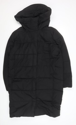 Gallery Damen schwarz Größe 10 langer gefütterter Mantel Kapuze Winterjacke