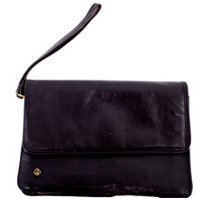 Gebr Picard Women's Black Leather Envelope Vintage Clutch Handbag Purse 6" x 9"