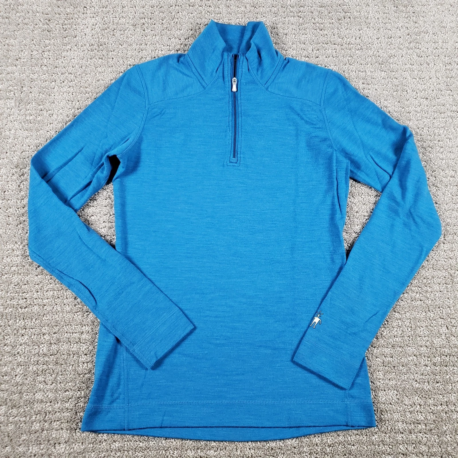 Smartwool Womens (S) Blue Intraknit Thermal Merino Base Layer 1/4 Zip Pullover
