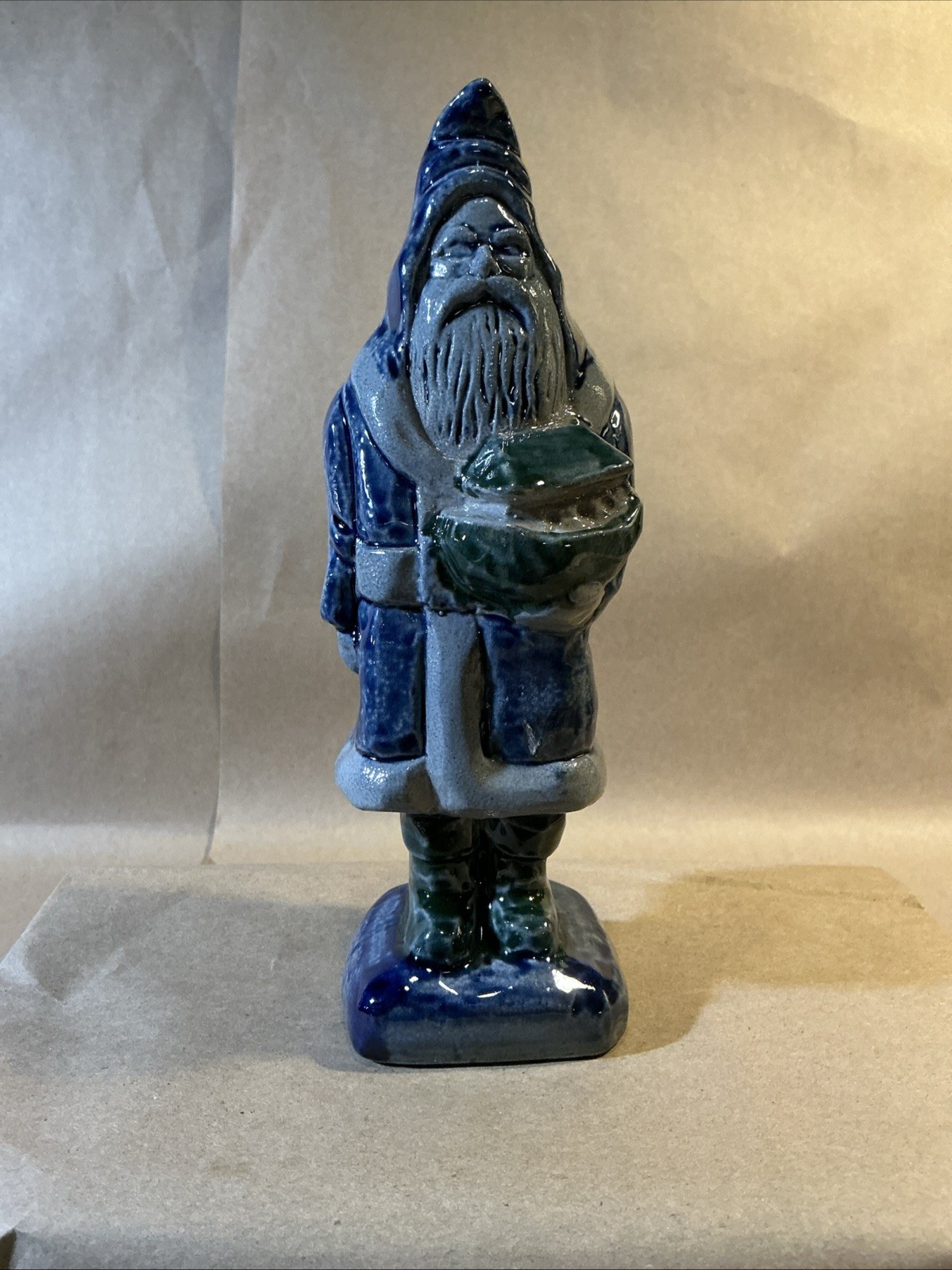 Vintage Rowe Pottery Works Salt Glaze Santa Clause Figure With Ark INV-JDJ71