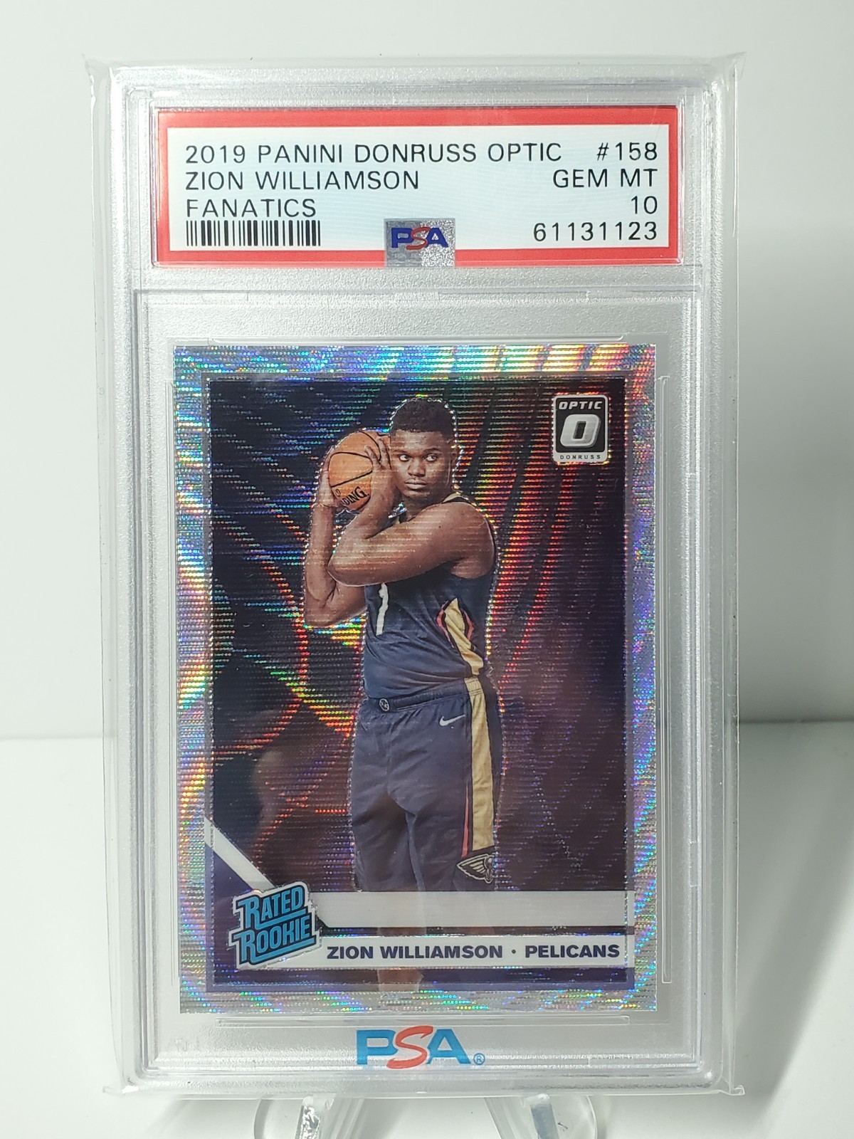 🔥PSA 10! 2019-20 Optic "ZION WILLIAMSON" FANATICS SILVER WAVE #158 ROOKIE RC!🔥