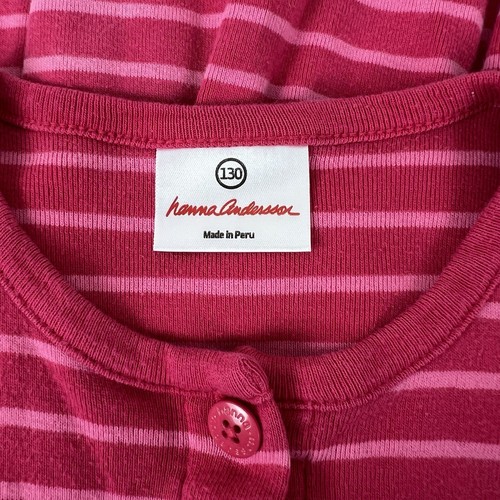 Girls Hanna Andersson Size 130/8 Pink Cotton Long Sleeve Striped Dress - Picture 5 of 6