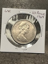 1969 10 New Pence Coin, UK, Queen Elizabeth II