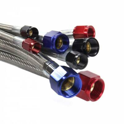 48 Inch 4AN Stainless Braided Hose Black B Nuts Nitrous Outlet