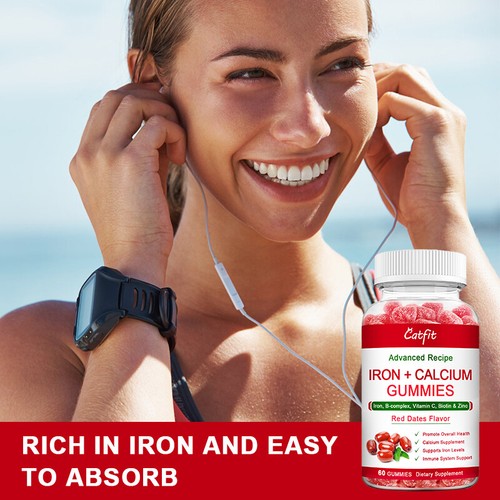 60 Iron Calcium Gummies with VitaminC D3,VitaminB12,Zinc for Kids & Adult Bones - Picture 9 of 12