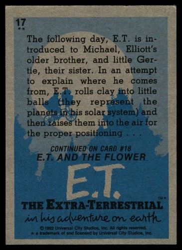 Topps E.T. 1982 Tarjeta de película Drew Barrymore Spielberg #17 ¿De dónde vienes? - Imagen 2 de 2