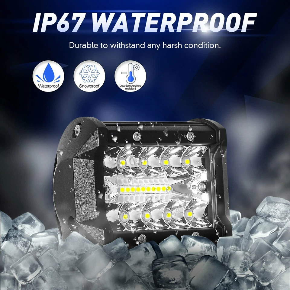 Barra de luz LED 2x 4" pulgadas 200W punto haz de inundación luz antiniebla conducción todoterreno 12V Foto 3 de 4