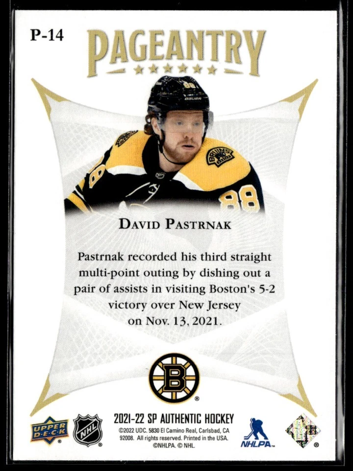 2021-22 Sp Authentic pageantry David Pastrnak #P-14 H7R2D - Image 2 of 2