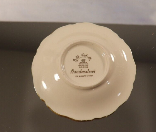 WALDERSHOF ECHT COBALT BLUE DEMITASSE CUP SAUCER 22 K GOLD TRIM GERMANY US ZONE - Picture 8 of 16