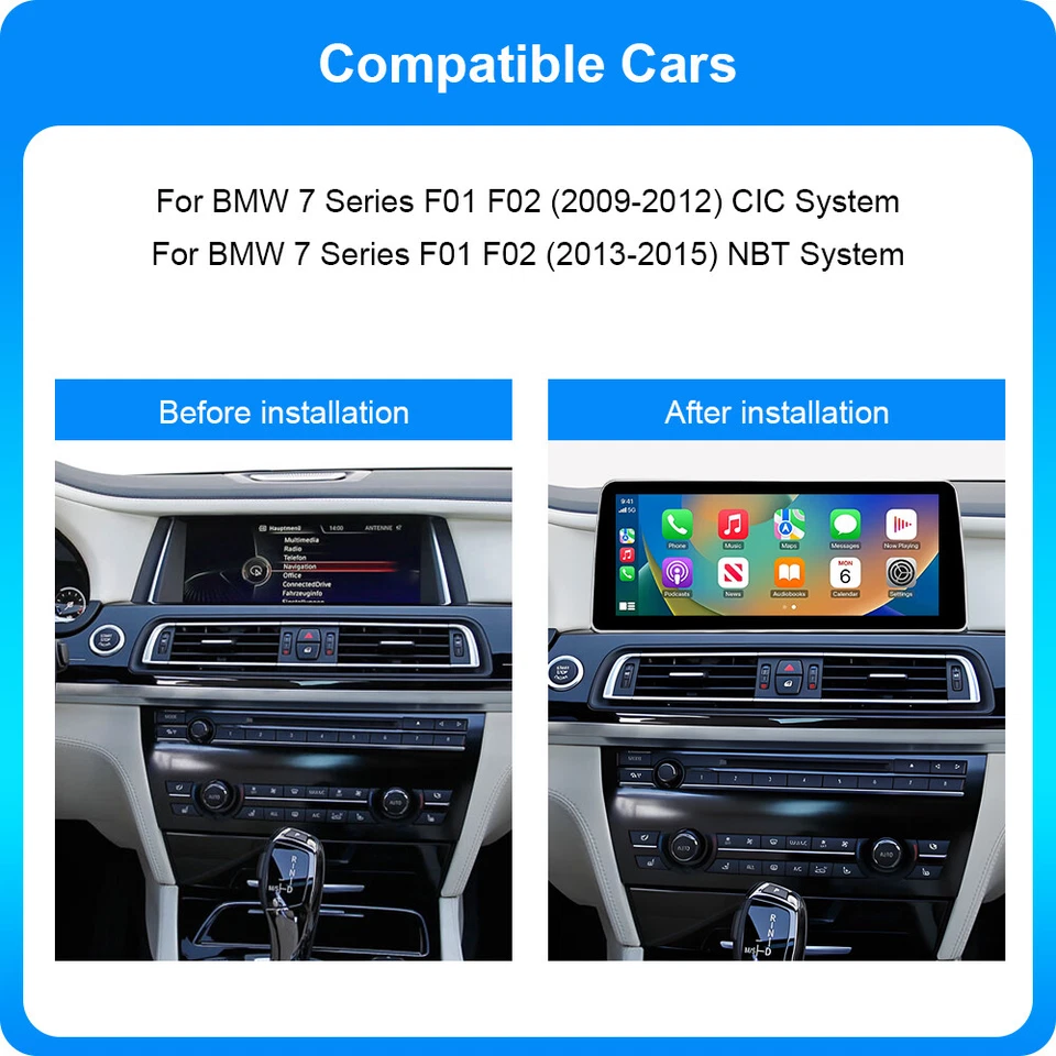 12.3" Autoradio 64GB Android 14 GPS DAB+CarPlay DSP IPS für BMW 7er F01 F02 CIC - Bild 2 von 4