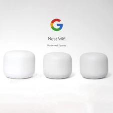 3 PacK Google Nest Wi Fi Router AC2200 2 Points Voice Assistant Snow White