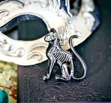 Cat Necklace skeleton cat Bone stainless steel Pendant necklace by Controse