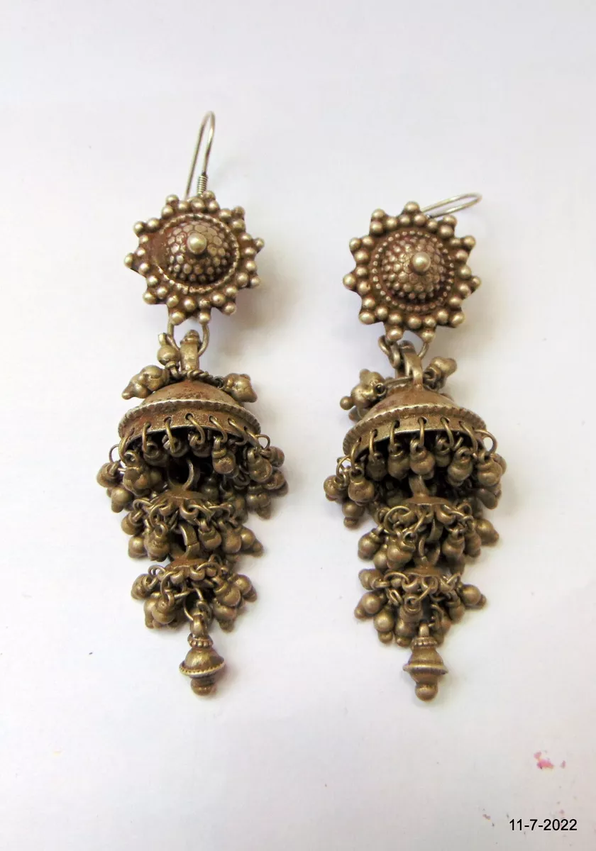 Buy Gold Plated Embellished Floral Pattern Temple Jhumka Earrings by  Ahaanya Online at Aza Fashions.