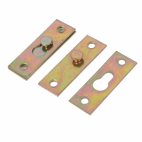 Furniture Bed Rail Hook Plate Bracket Connector Brass Tone 4pcs