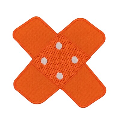 bg09 Pflaster Orange Aufnäher aufbügeln Bügelbild Flicken DIY Patch 7,3 x 7,3 cm