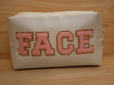 NEW FACE COSMETIC BAG TOILETRY WHITE PEARL PINK OVERNIGHT MAKEUP TRAVEL CASE