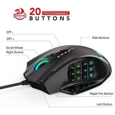 Redragon M908 IMPACT MMO Gaming Mouse up to 12,400 DPI High Precision Mouse for