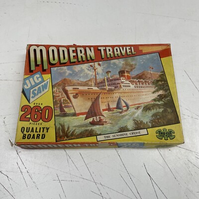 ORIGINAL VINTAGE RETRO Kids Game Jigsaw Puzzle Cafe Art: Moderns Travel Cruise