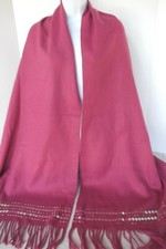 magenta rose scarf wrap shawl beaded sequin fringe oblong rectangle 86x24 MINT