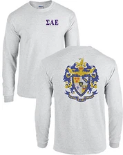 Sigma Alpha Epsilon Fraternity Crest Long Sleeve SAE Shirt - NEW