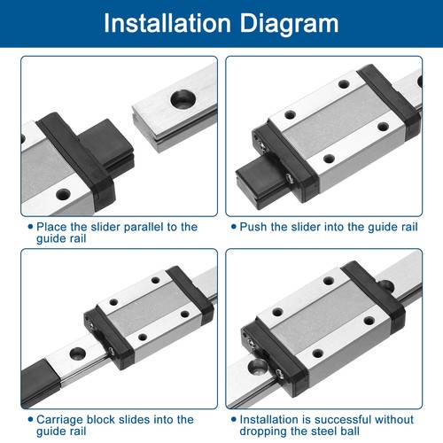 MGN12 100mm Linear Guide Rail with MGN12H Carriage Block for 3D Printer, Black - Picture 5 of 7
