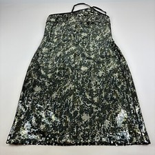 NWT Vintage Y2K Express Size 13/14 Sequin Camo Dress Midi Asymmetrical Neck