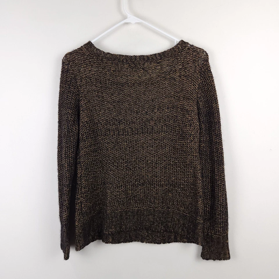 Eileen Fisher Sweater Womens Small Petite Brown Gold Mohair Alpaca Blend Knit - Image 2 of 4