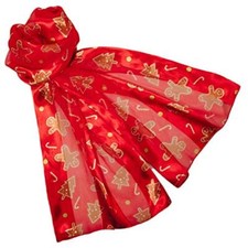 Gingerbread Men Christmas Scarves with Gift Box Option Red Removable Tag