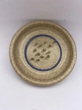 Studio Art Pottery Garlic Ginger Grater Zester Brown Blue 4”  Handmade Signed