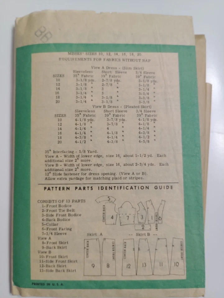 Dress 16 Sewing Printed Pattern 9196 Cut Slim Flare Skirt Mail Order VTG 60's - Image 4 of 4