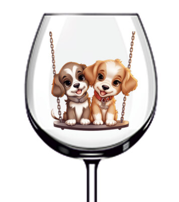 12x Paar Hunde Becher Weinglas Flasche Vinyl Aufkleber Abziehbilder s280