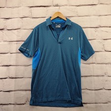 Under Armour Shirt Mens Small HeatGear Short Sleeve Polo Striped GOLF