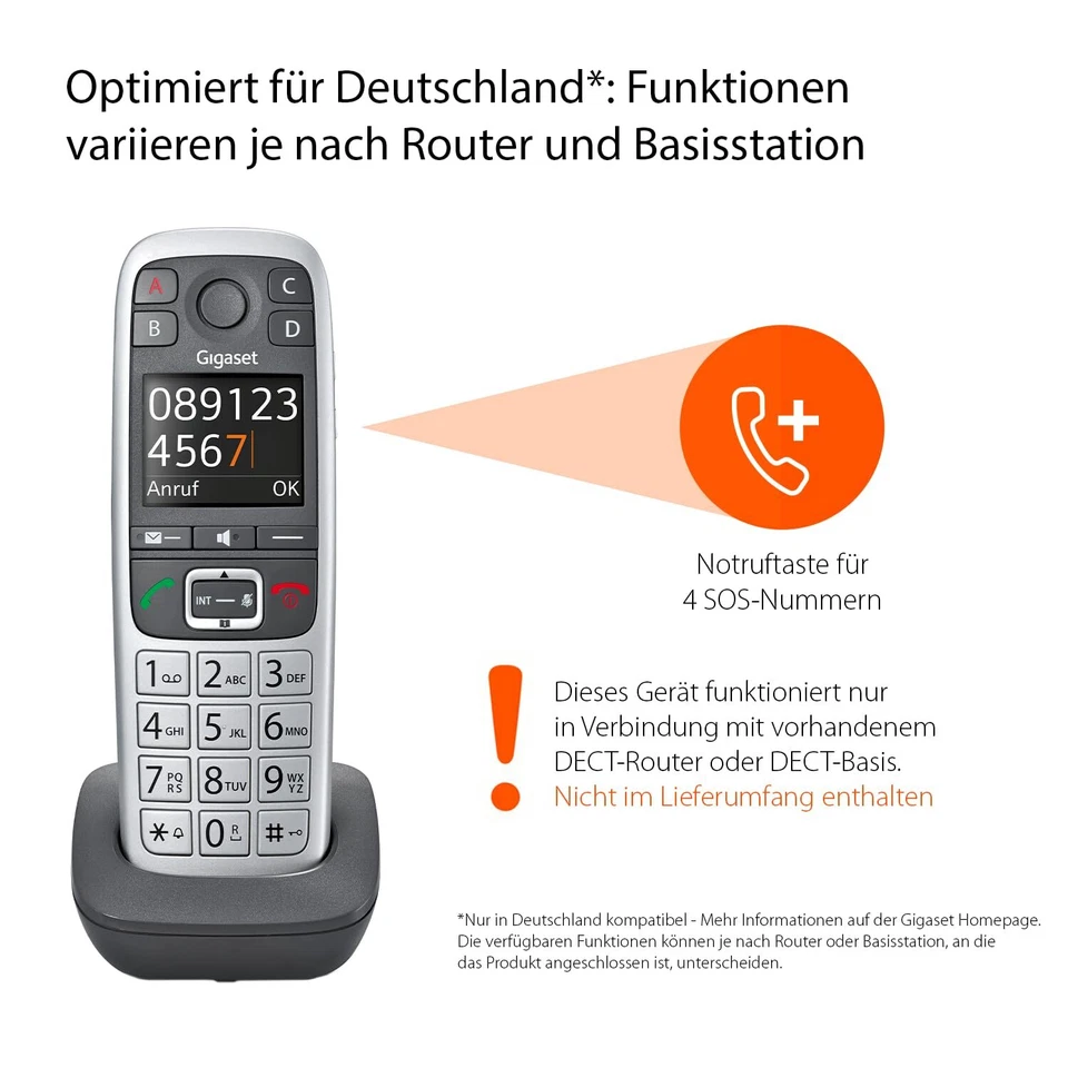 E560HX - DECT-Mobilteil mit Ladeschale - Fritzbox-kompatibel - Schnurloses Se... - Bild 2 von 4