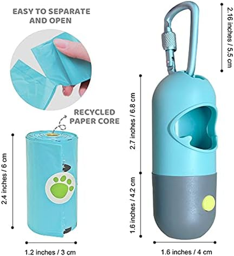 Dog Poop Bag Dispenser with Built-In LED Flashlight and Metal Clip for Leash, Pe - Picture 7 of 18
