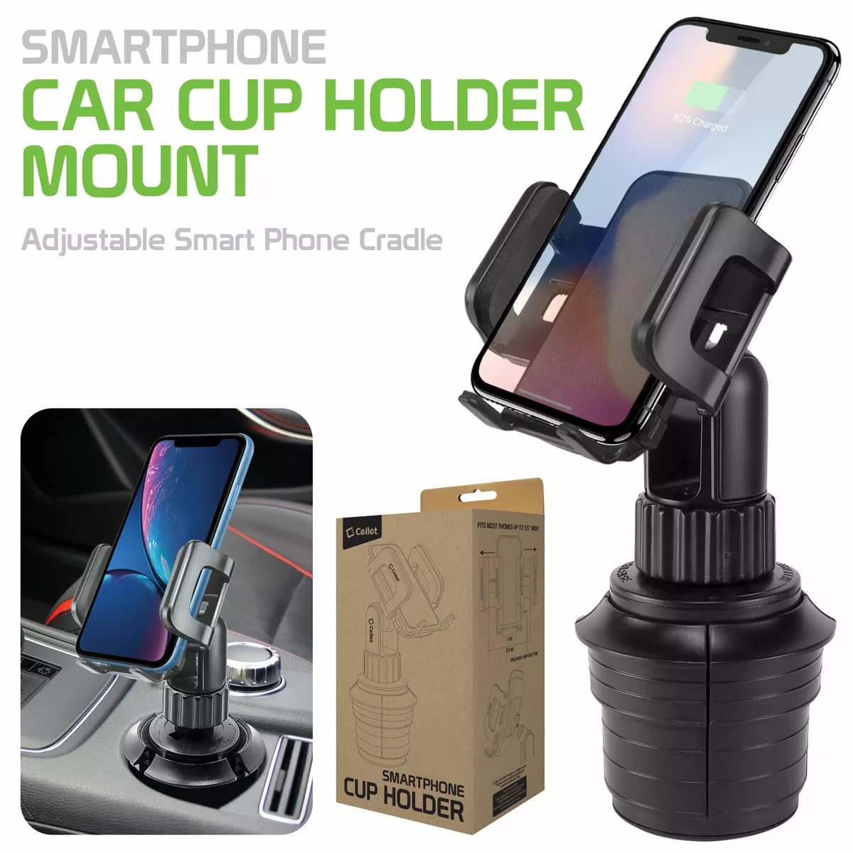 Car Cup Holder Cell Phone Mount Adjustable Cradle Universal for iPhone Samsung