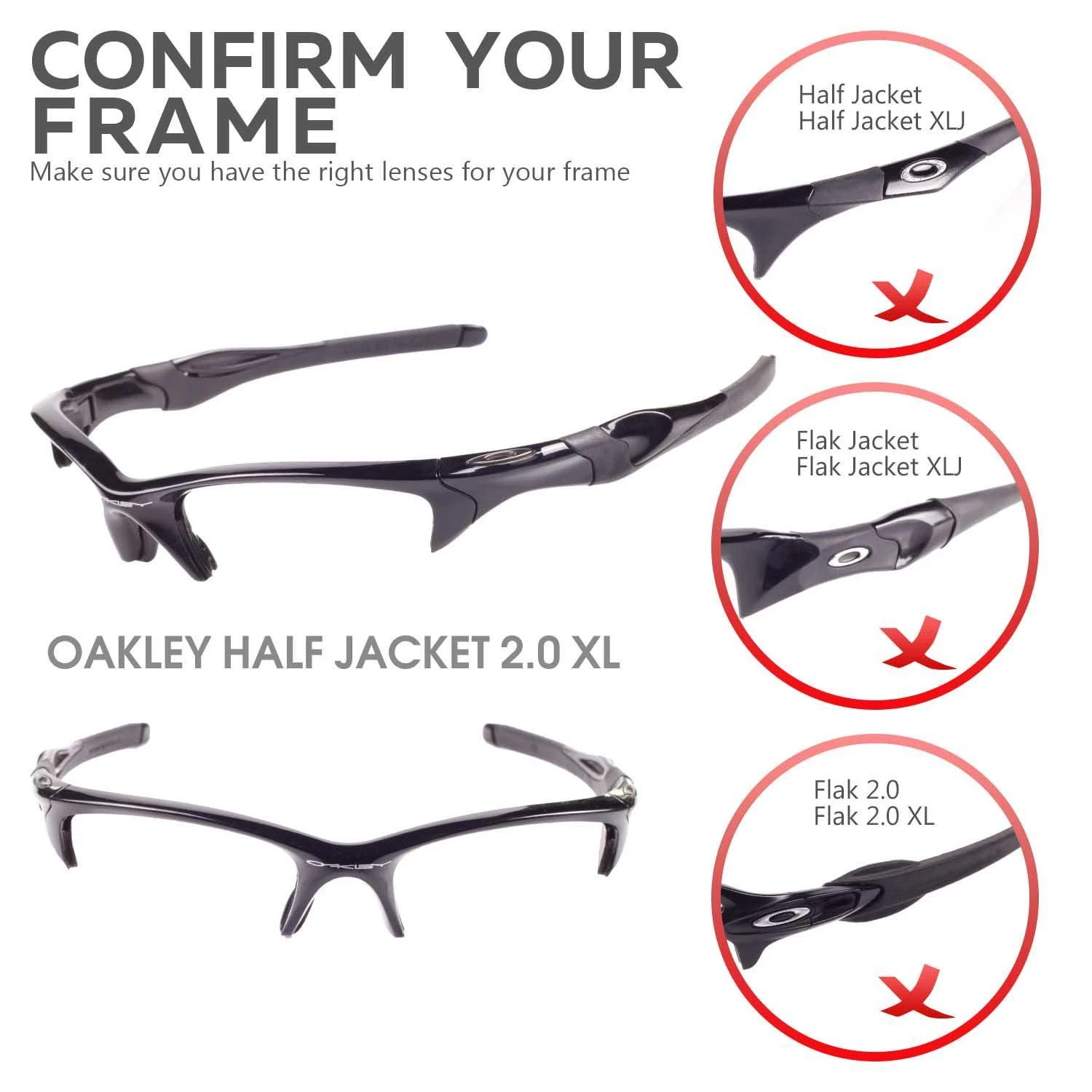 Walleva Replacement Lenses for Oakley Half Jacket 2.0 XL -Multiple Options - product detail image 2