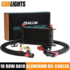 Universal Engine Transmission Oil Cooler + 10 Rows AN10 Filter Adapter Hose Kit