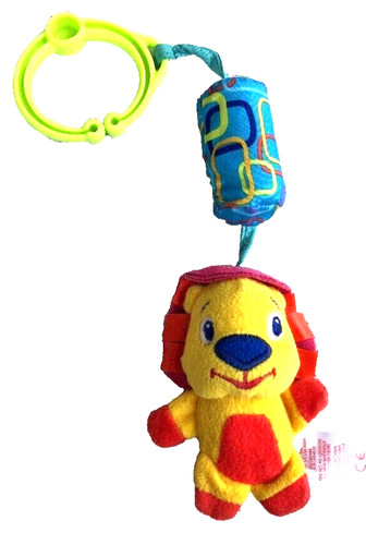 Brights Starts plush Lion Orange Yellow Red Rattle Stroller crib clip 12" in