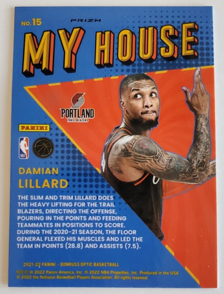 2021-22 Donruss Optic My House Damian Lillard Silver Prizm #15 | eBay