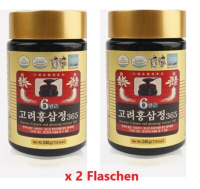 Koreanischer Roter Ginseng Extrakt 6 Jahre Root 240g Gläser Flasche Panax x 2EA_