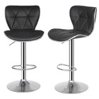 Set of 2 Adjustable Shell Back Bar Stools 360° Swivel Kitchen Dinning Furniture