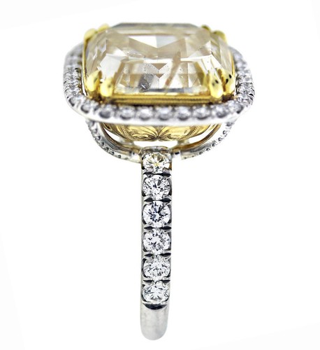 Platinum Engagement Ring GIA Certified 4.28 CT Fancy Yellow Cushion Cut Diamond - Picture 4 of 4