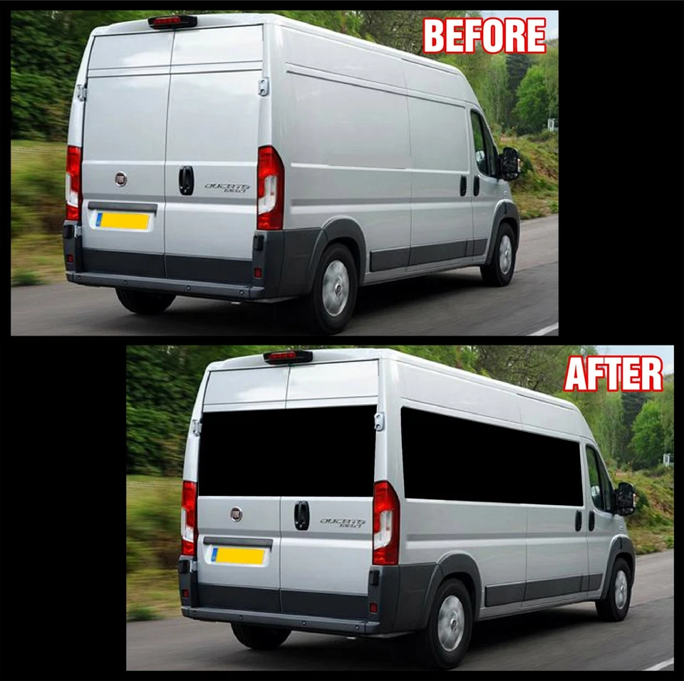 to fit FIAT DUCATO L2 MWB BLACK PANELS VINYL WINDOWS GRAPHICS MOTORHOME CAMPER - Image 2 of 2