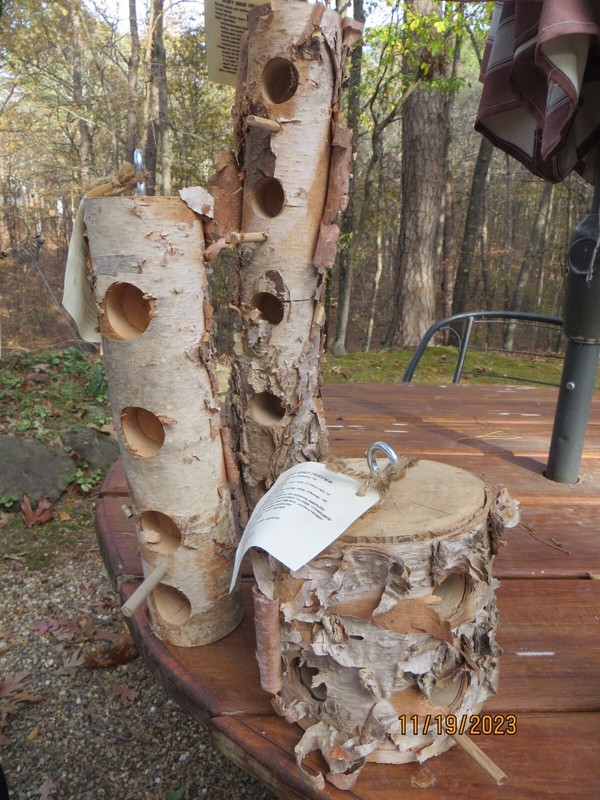 White Birch and Hickory wood Suet Bird Feeders, Hand made